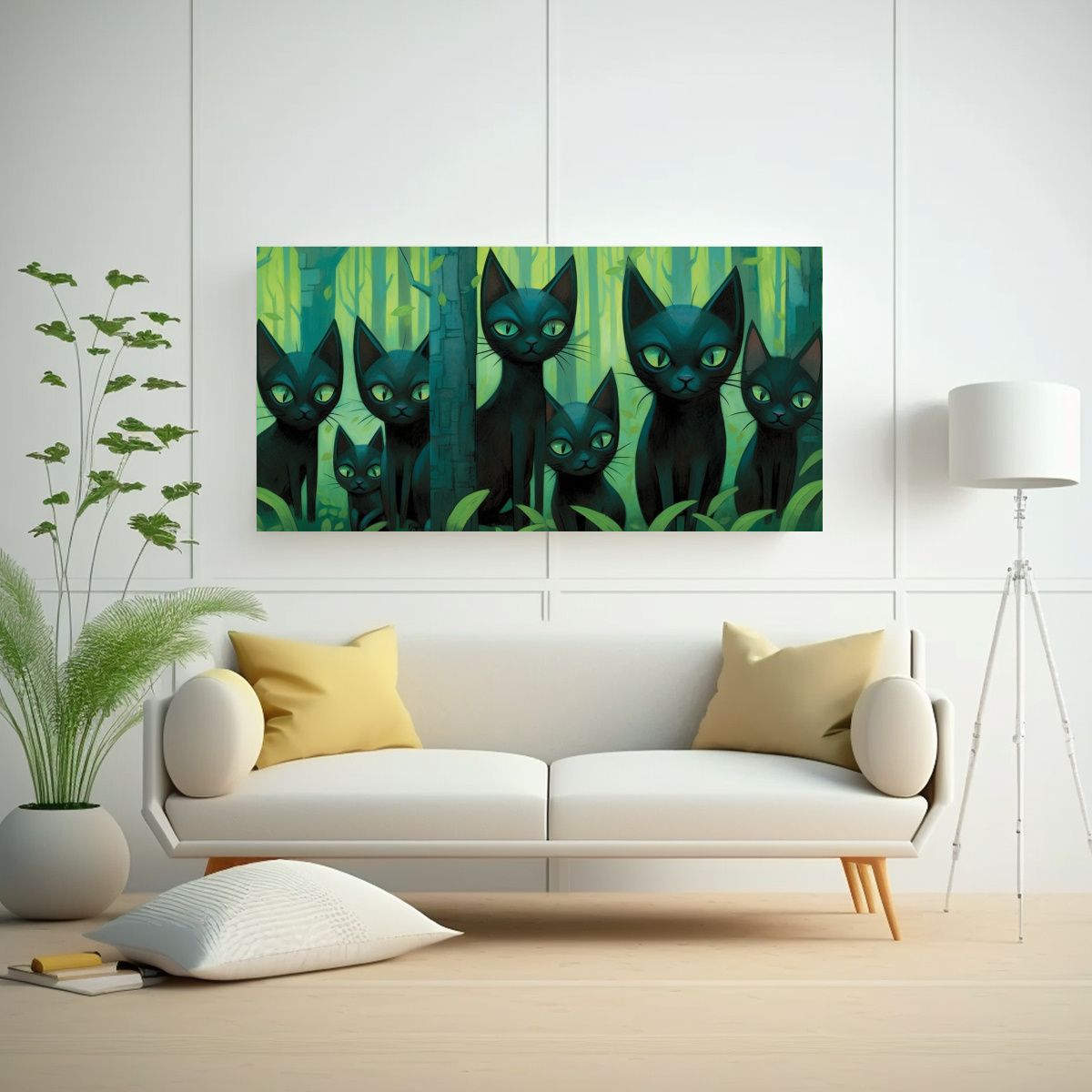 GENERICO - Pintura De Tela Con Lindos Gatos Negros De Tom 100x50 Cm