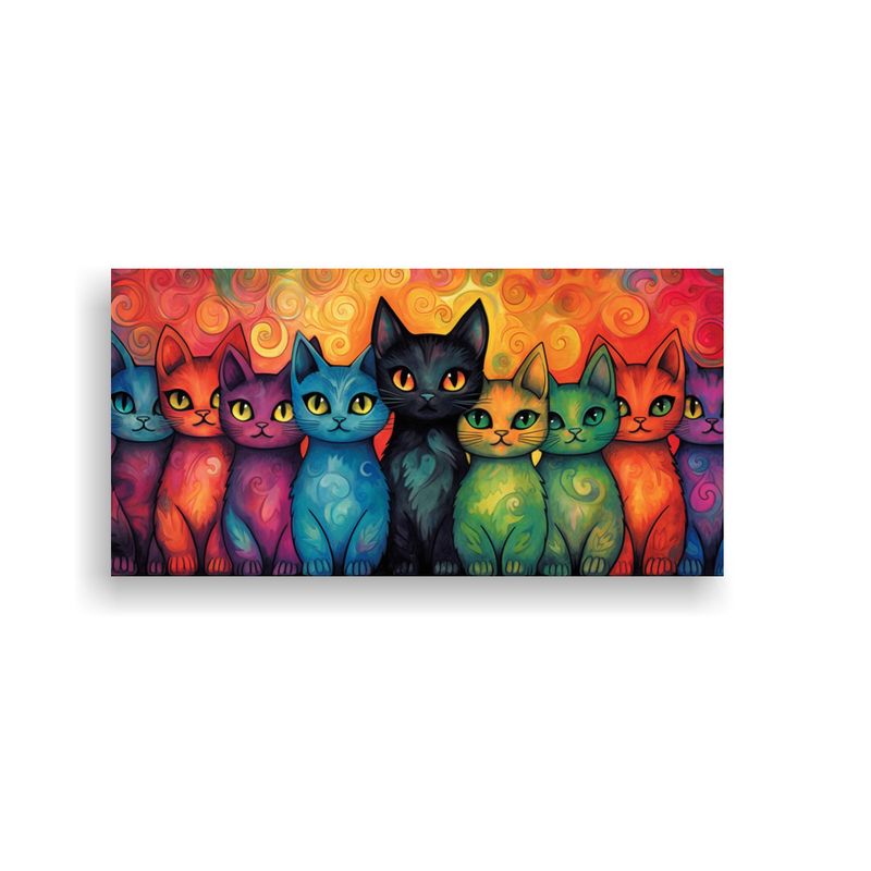 GENERICO - Pintura Espectacular De Gatos De Colores 100x50 Cm