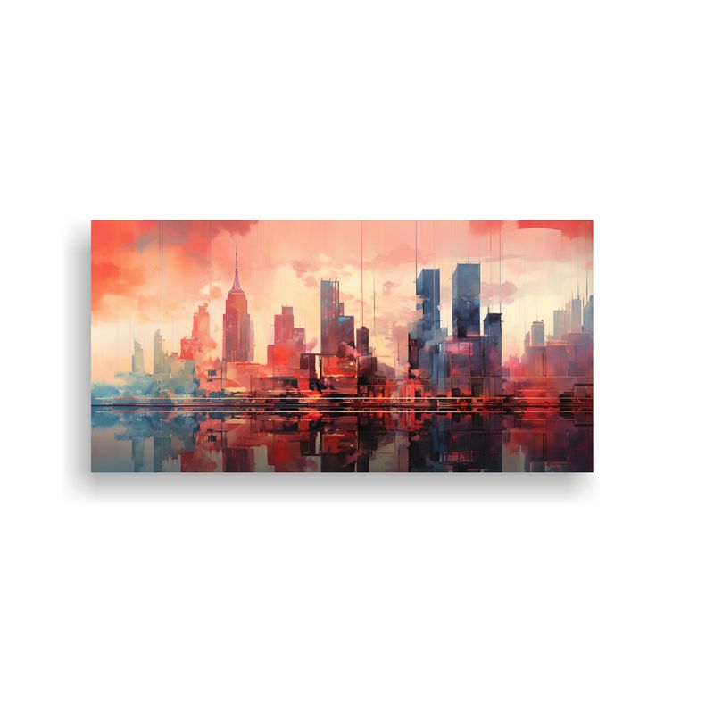 GENERICO - Cuadro Cuadro Manhattan Colorida Ciudad Con 80x40 Cm