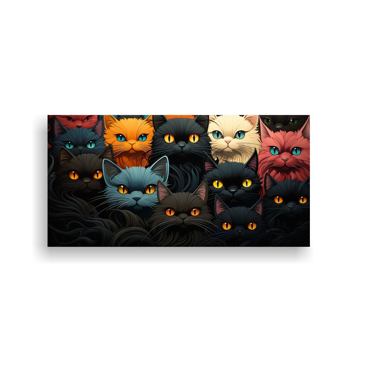 GENERICO - Pinturas Decorativas De Gatos Negros Adorables En 100x50 Cm