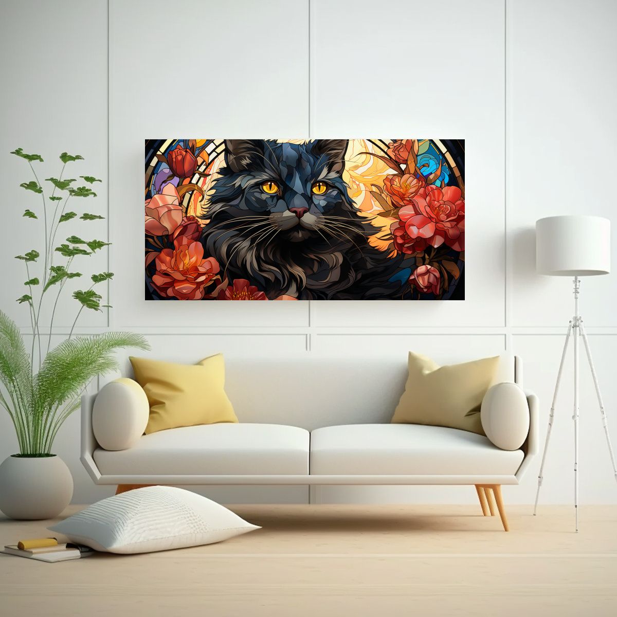 GENERICO - Pintura En Lienzo De Equilibrado Gato Negro 100x50 Cm