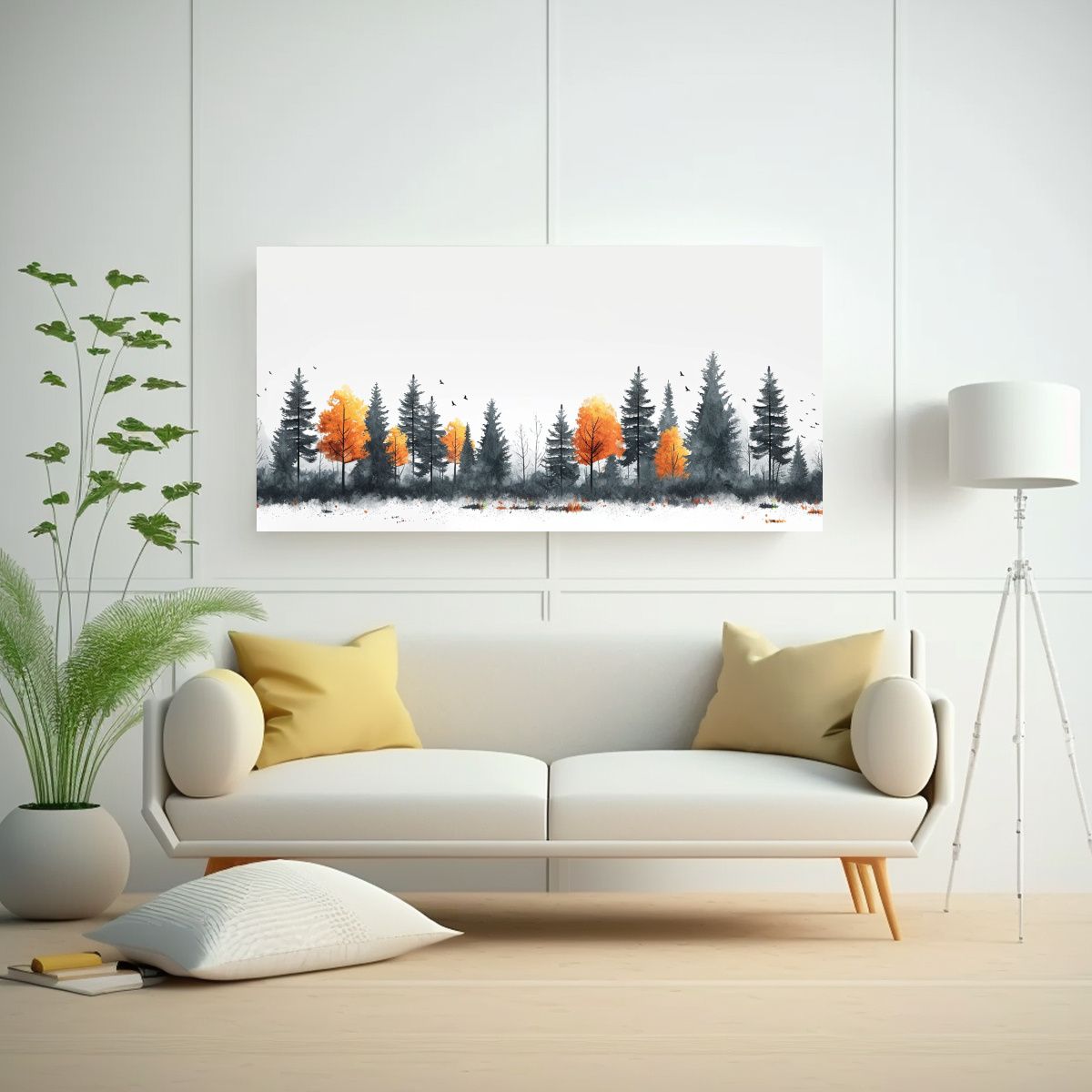 GENERICO - Cuadro Minimalista Bosque En Tela Estilo Galería 100x50 Cm