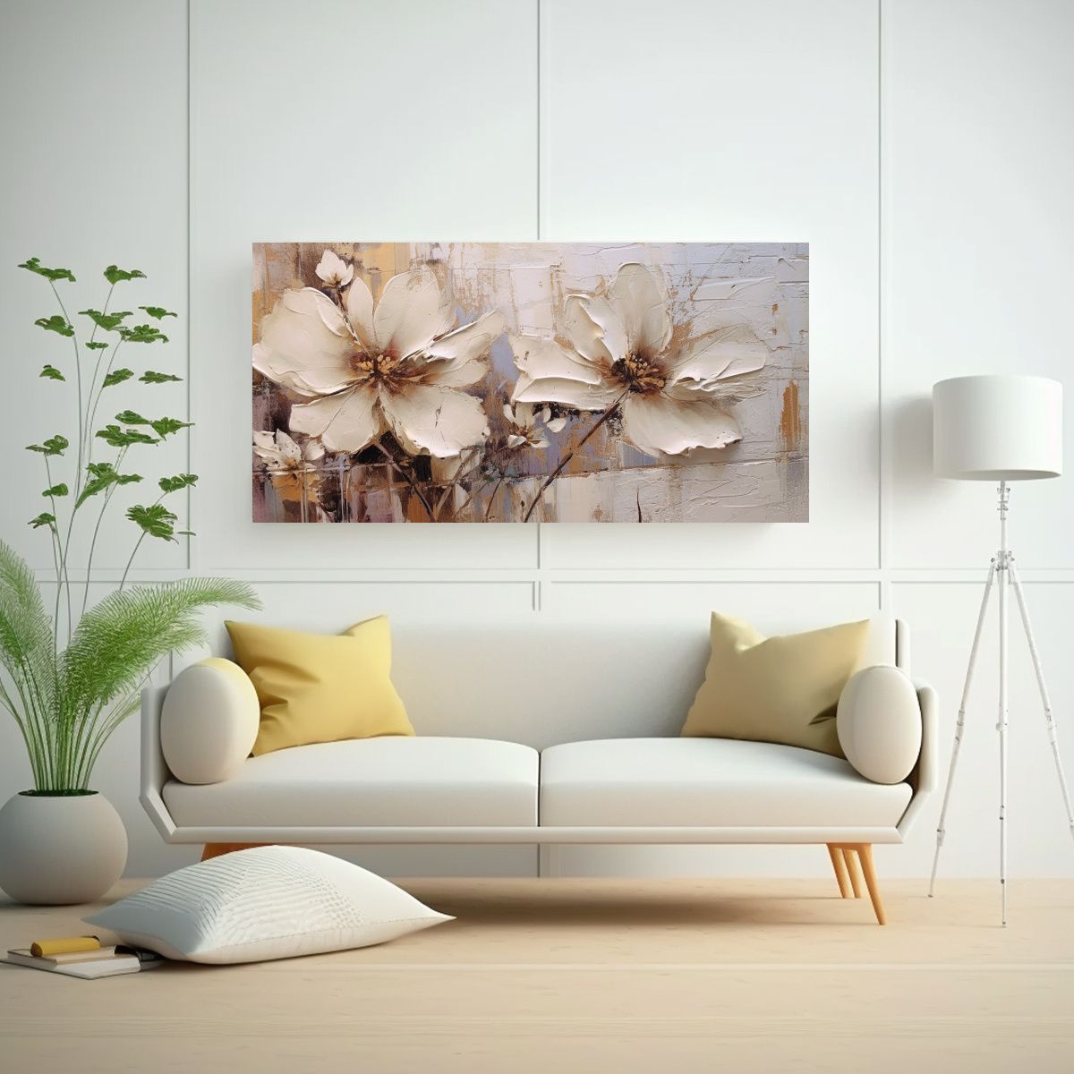 GENERICO - Pintura Abstracta De Flores Con Tonos 80x40 Cm