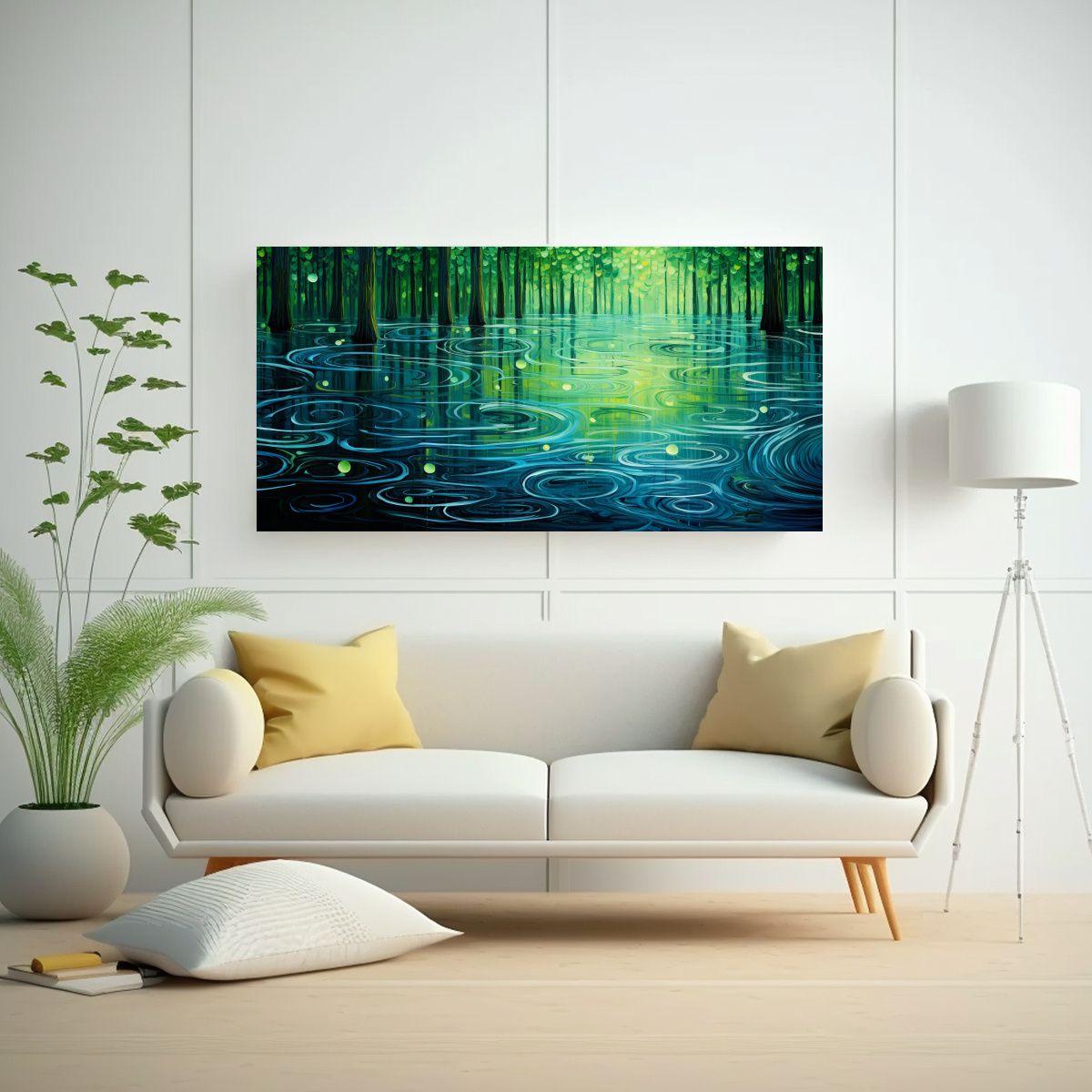 GENERICO - Pintura Abstracta De Un Tranquilo Estanque En El 80x40 Cm