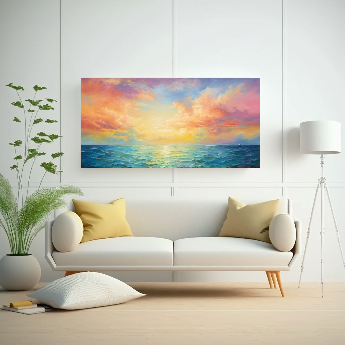 GENERICO - Cuadro Minimalista Abstracto Cielo Mar Y 100x50 Cm