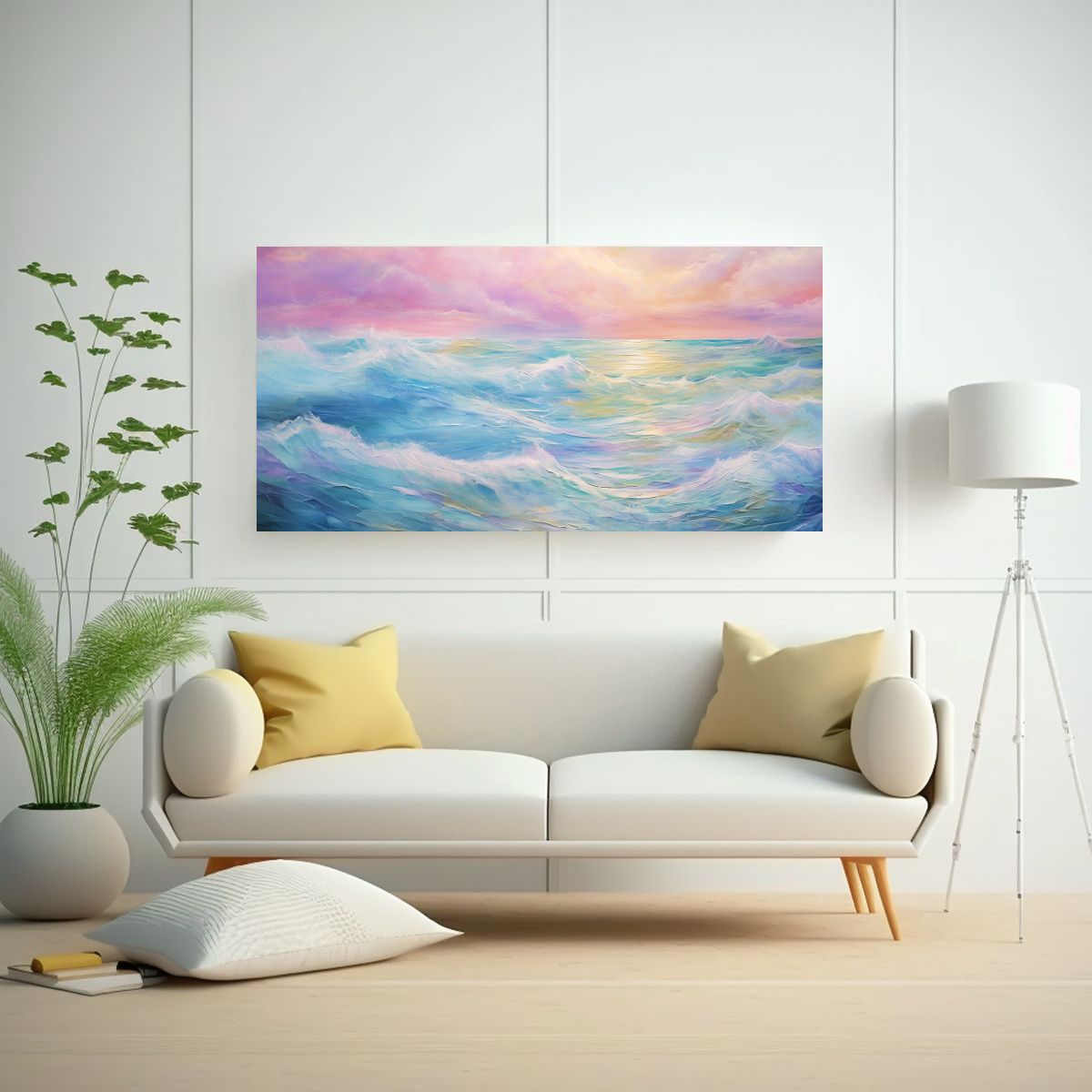 GENERICO - Cuadro En Bastidor Abstracto Mar Y Cielo Con 100x50 Cm