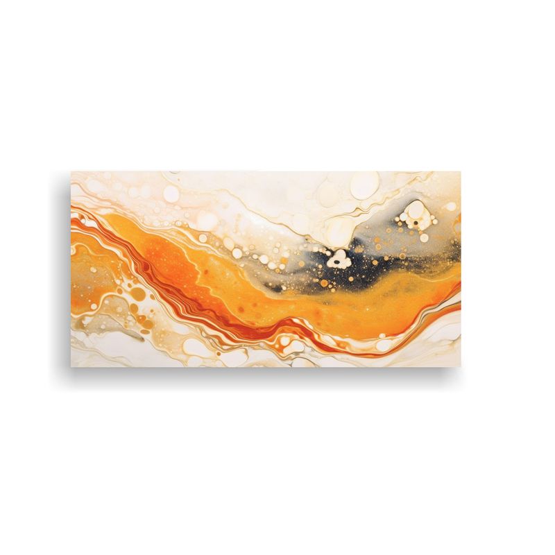 GENERICO - Pintura Relieve Naranja Blanco Técnica Monotipo 100x50 Cm