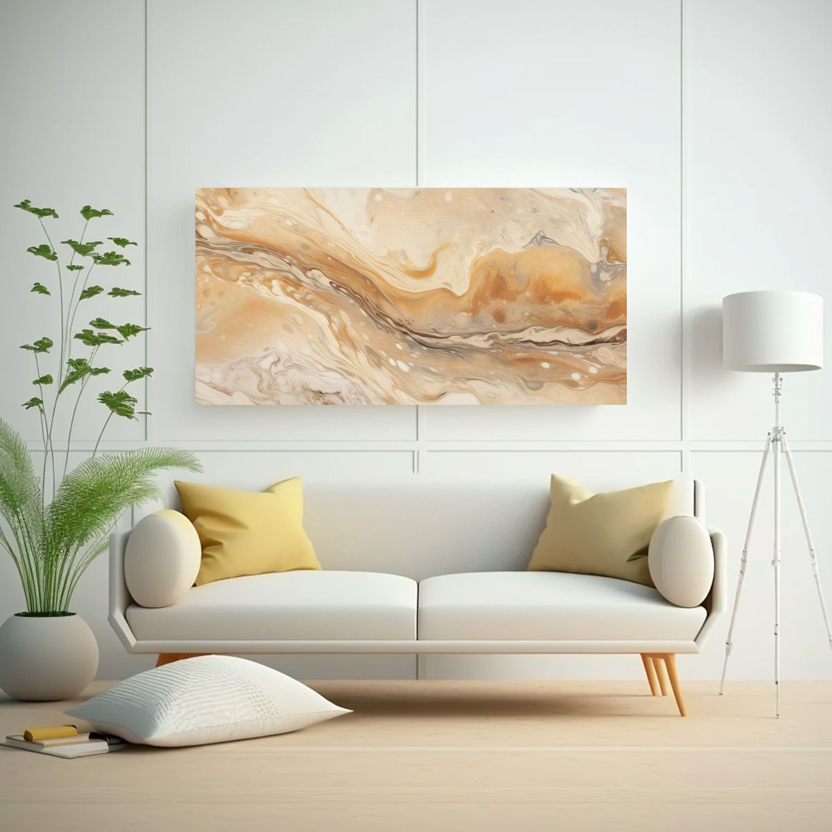 GENERICO - Cuadros Con Textura Mármol Suave En Tonos Beige 80x40 Cm