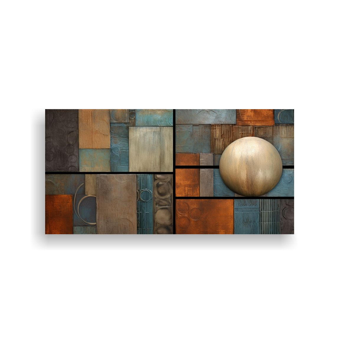 GENERICO - Lienzo Moderno Abstracto En Tonos Marrón Azul Y 80x40 Cm