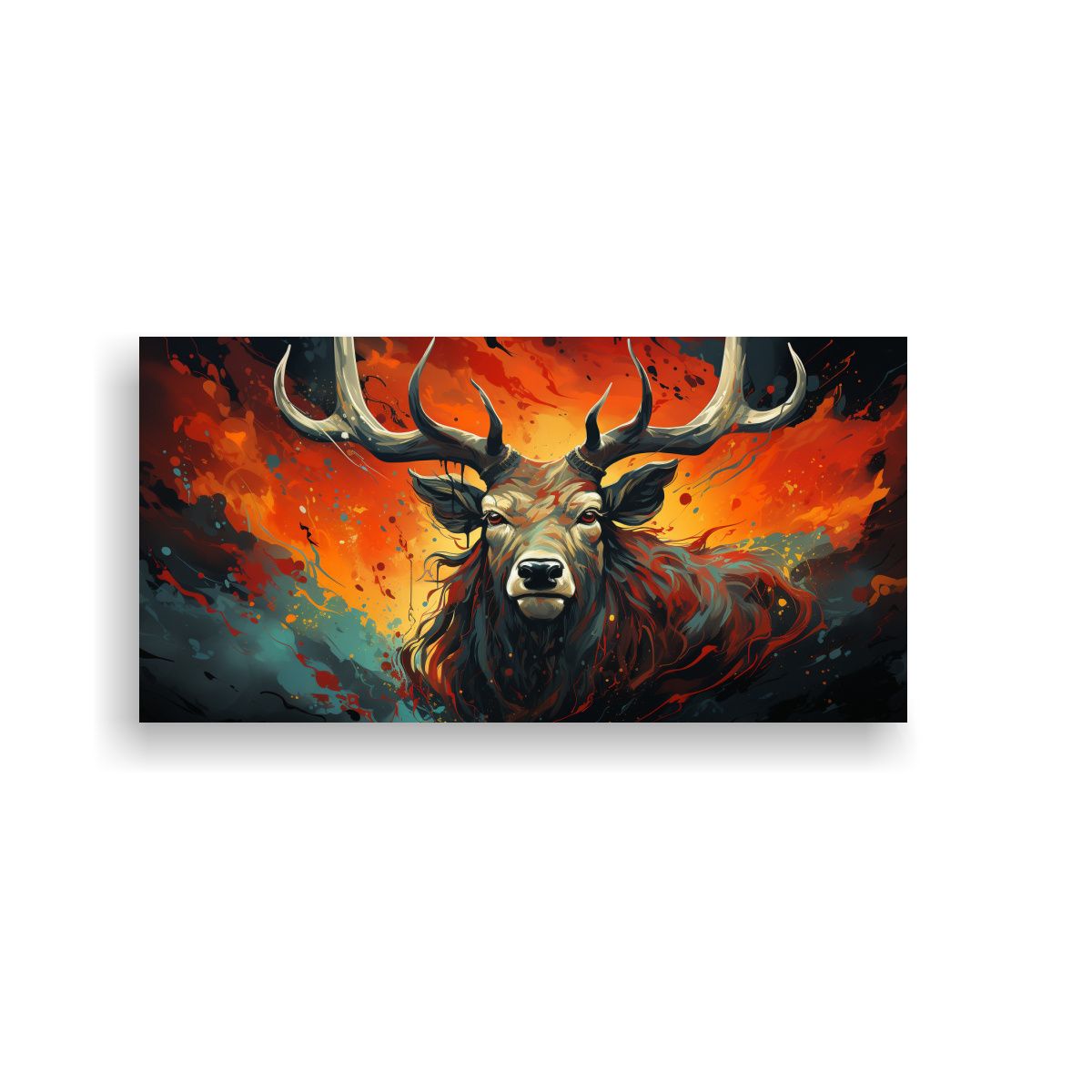 GENERICO - Cuadro Moderno Animales Legendarios En Rojo Neo 100x50 Cm