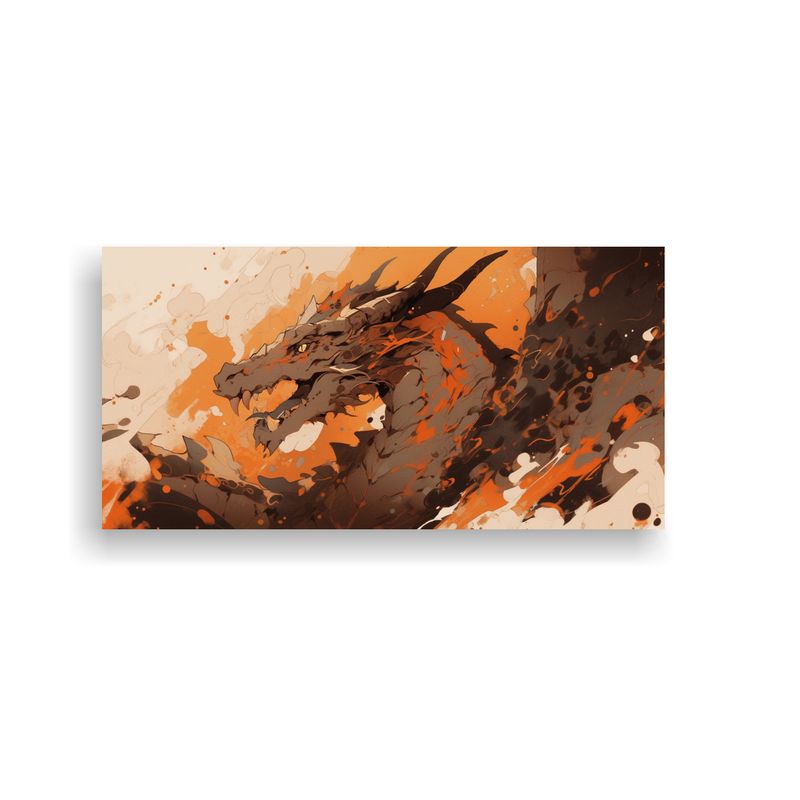 GENERICO - Cuadro Decorativo De Dragón En Tonos Marrón Y 100x50 Cm