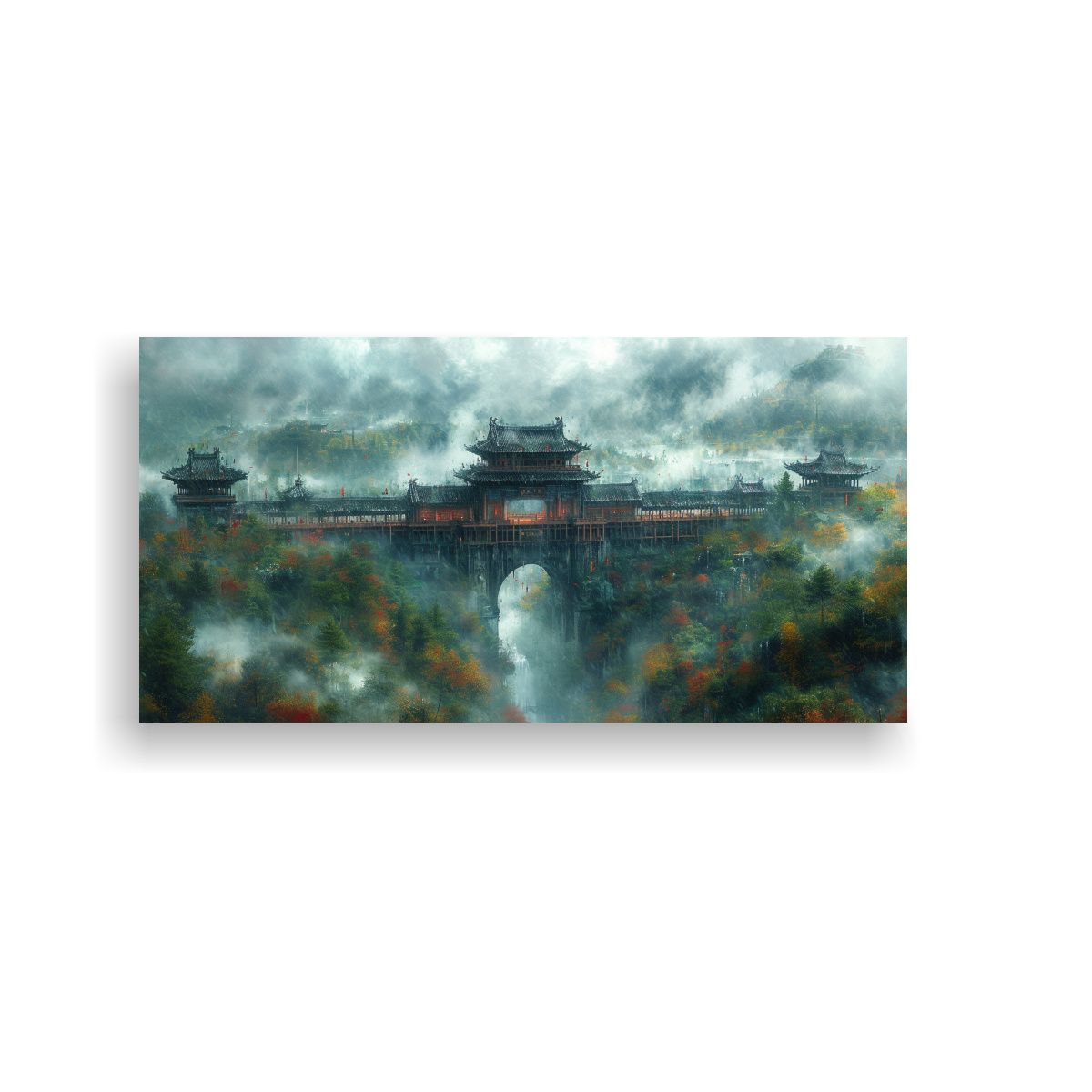 GENERICO - Cuadro De Castillo Antiguo Rodeado De Naturaleza 60x30 Cm