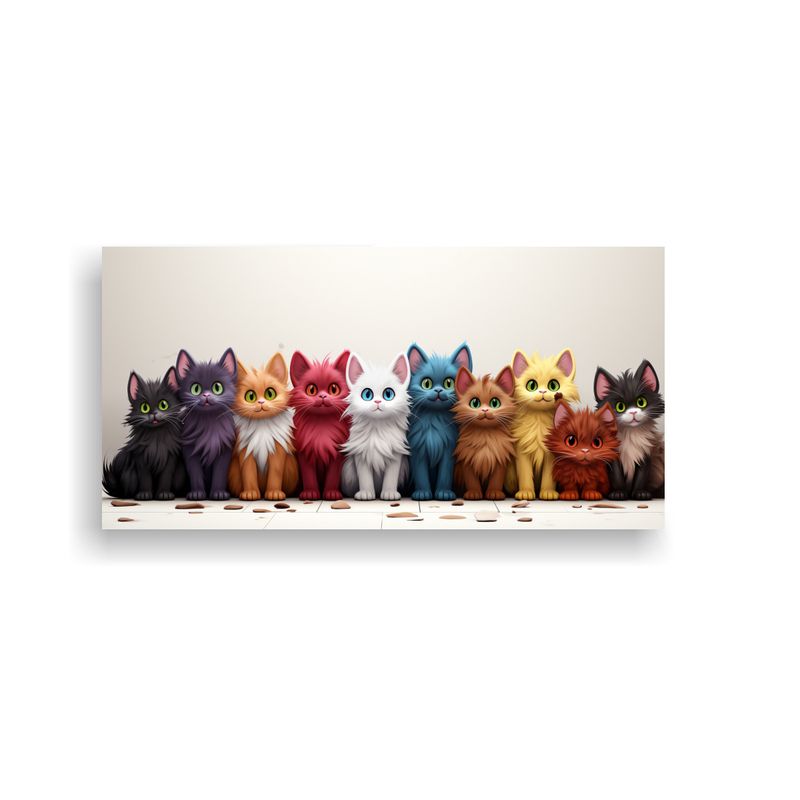 GENERICO - Pintura En Bastidor Abstracción Gatos Animados 60x30 Cm