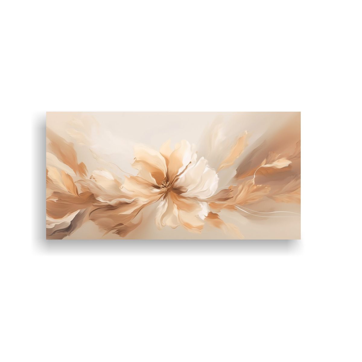 GENERICO - Cuadros Abstractos Florales En Tela Beige 100x50 Cm