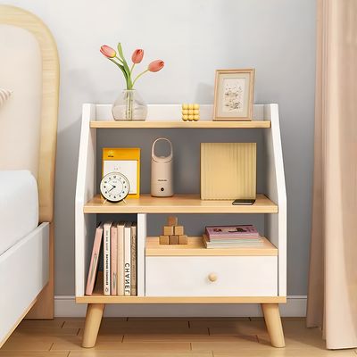 Imagen 2 del producto Velador 2 Niveles Con Cajones, Color Blanco/Oak, 40x30x53 cm