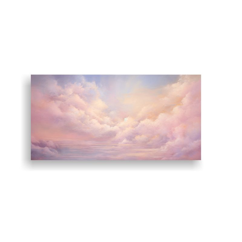 GENERICO - Cuadro Abstracto Amanecer En Tonos Rosados Para 100x50 Cm