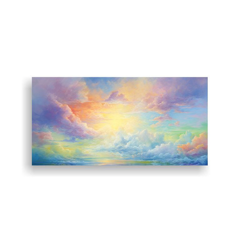 GENERICO - Cuadro Moderno Abstracto Amanecer Con Arcoíris 100x50 Cm