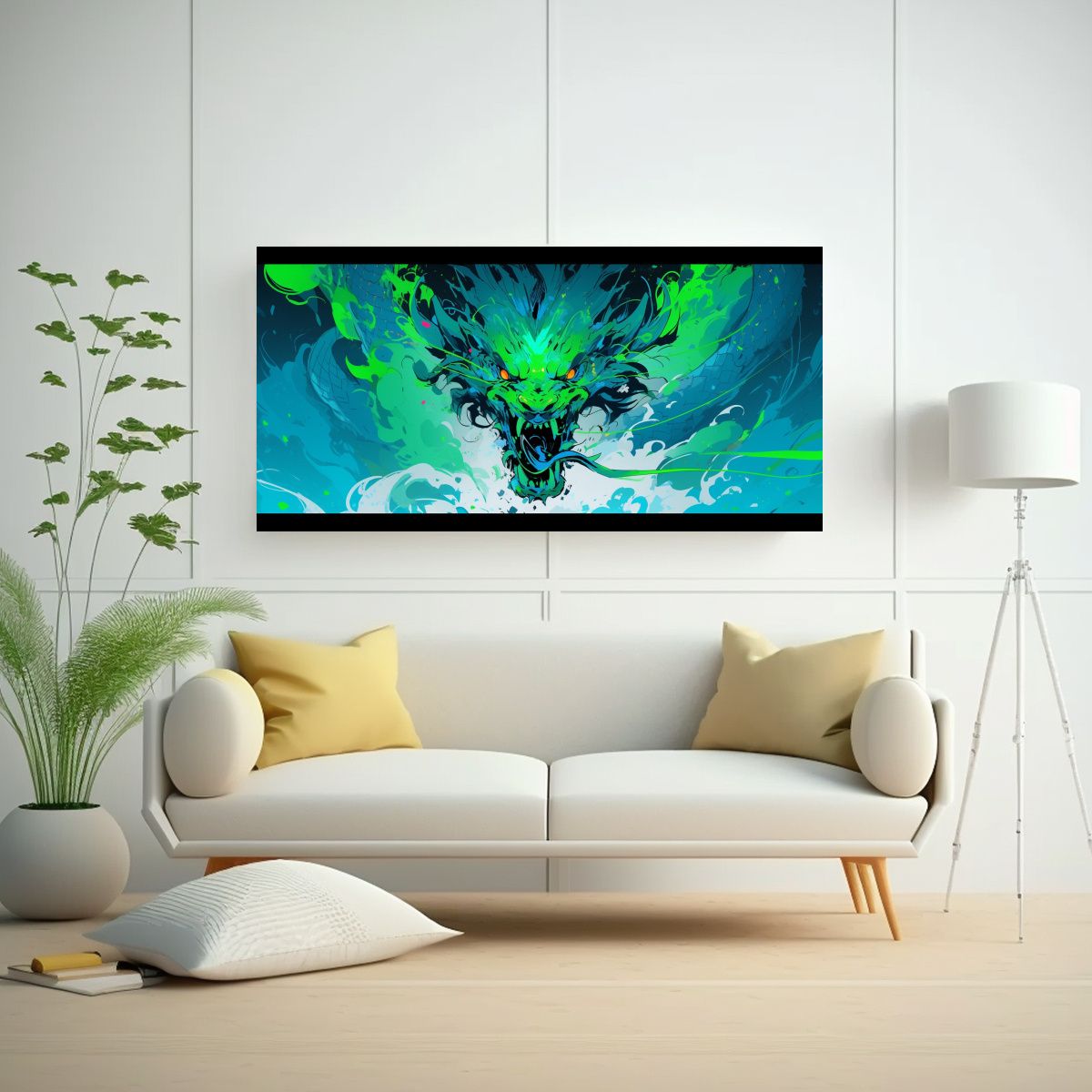 GENERICO - Pinturas Abstractas Juveniles De Dragón En Verde 100x50 Cm