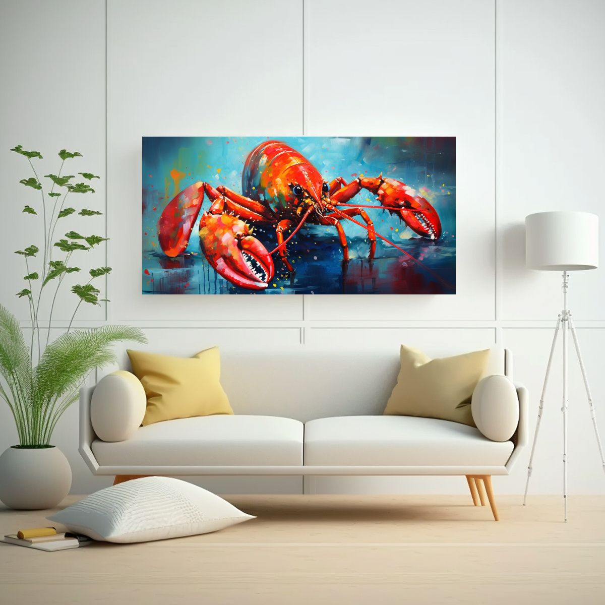 GENERICO - Pintura Acuarela De Langosta Estilo Pintura Al 80x40 Cm