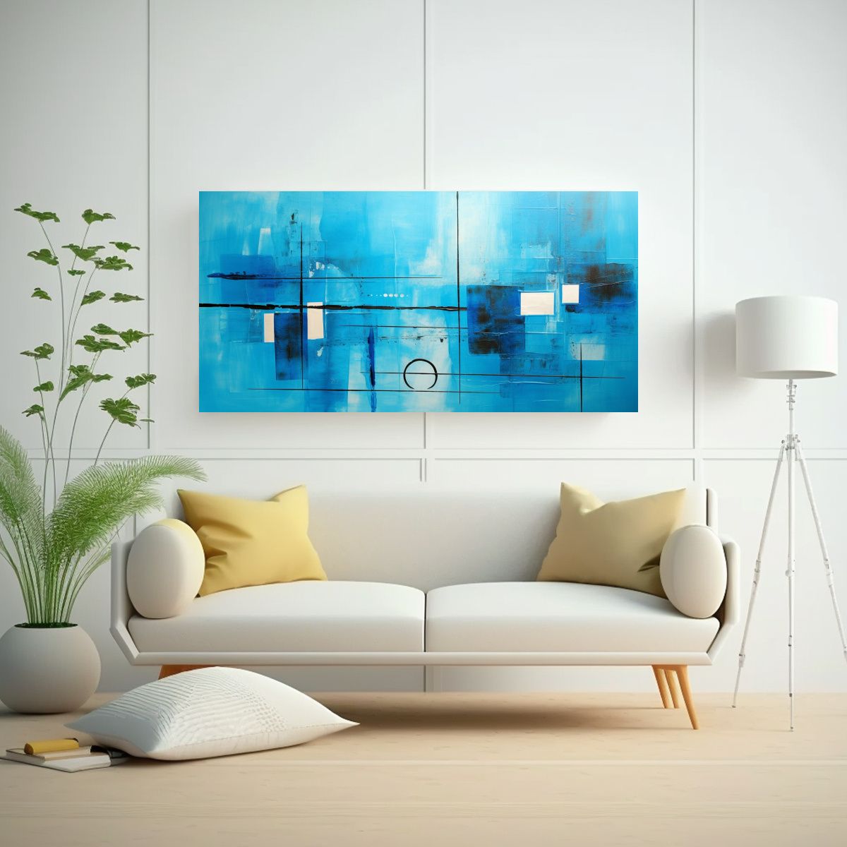 GENERICO - Cuadros Abstractos Azul Turquesa Para Decorar Con 80x40 Cm