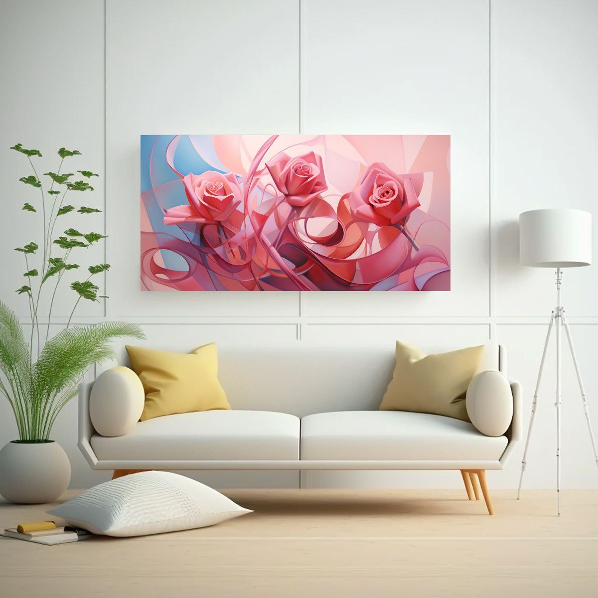 GENERICO - Cuadro De Dibujo único En Tonos Rosas Arte 100x50 Cm