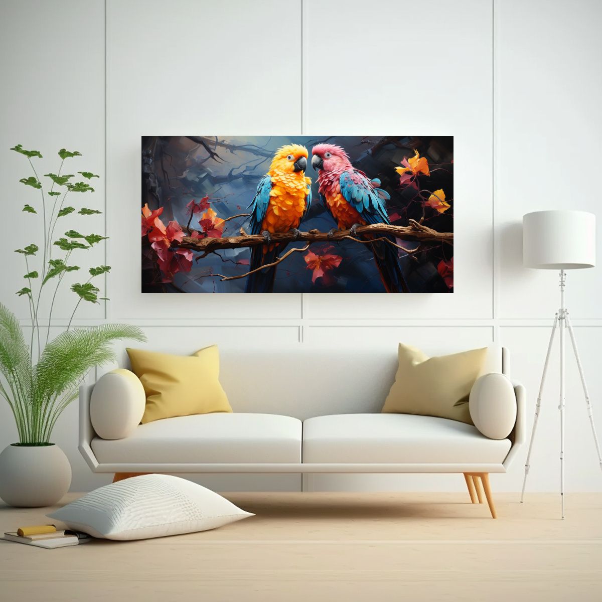 GENERICO - Pintura Estilo óleo Amorosos Pájaros Estilo 60x30 Cm