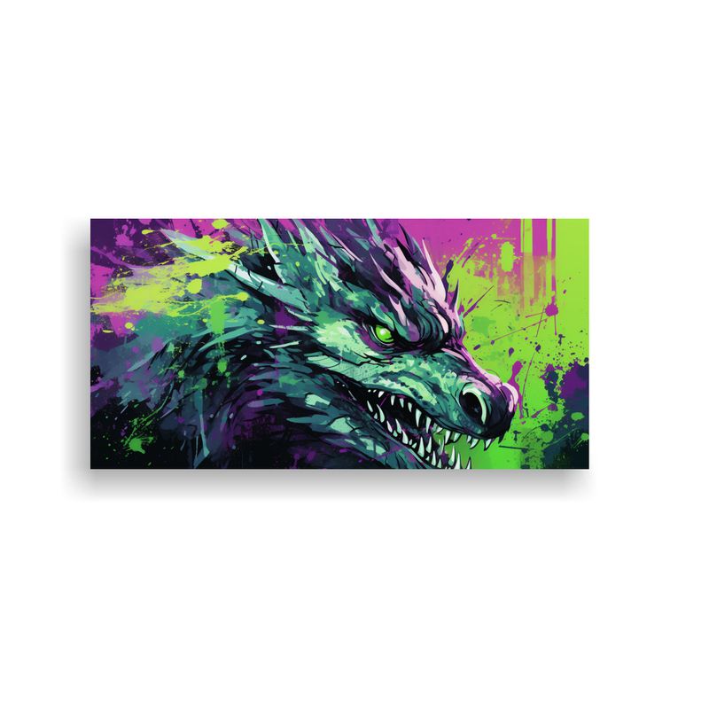 GENERICO - Pintura Decorativa Lienzo Dragón Verde Y 80x40 Cm