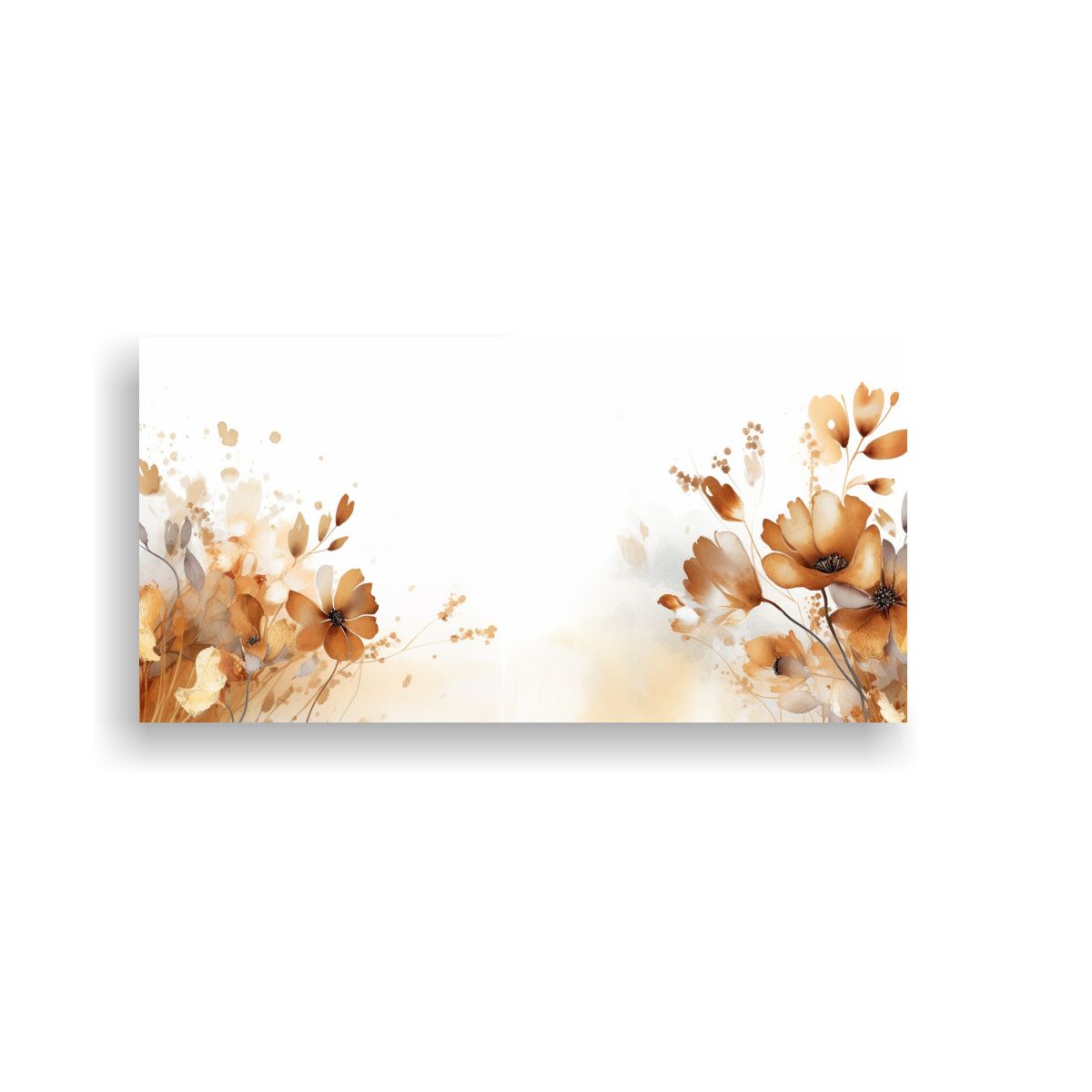 GENERICO - Cuadro Pared Abstracto Floral Acuarela Dorado 100x50 Cm