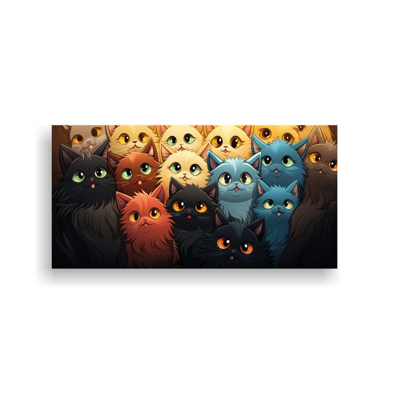 GENERICO - Cuadro De Tela Gatos Felices Y Locos Decoración 100x50 Cm