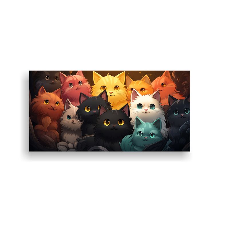 GENERICO - Pegatina De Multitud De Gatos Felices Y Locos En 100x50 Cm