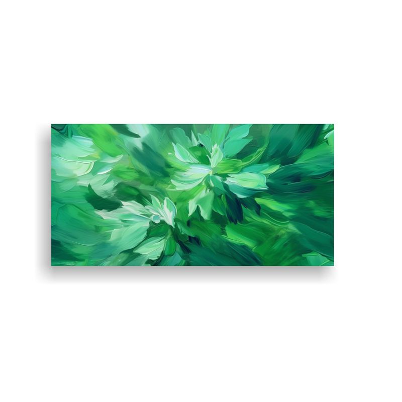 GENERICO - Cuadro Abstracto Floral Verde Impresionista Para 100x50 Cm