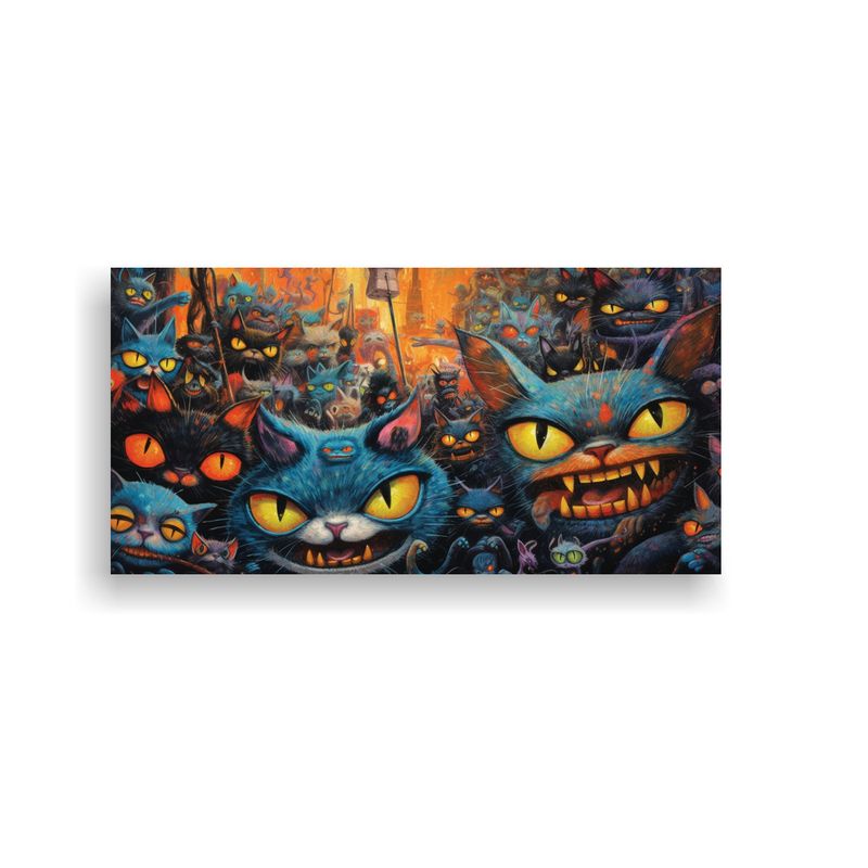 GENERICO - Cuadro Moderno Naturaleza Viva Gatos Locos Por 60x30 Cm