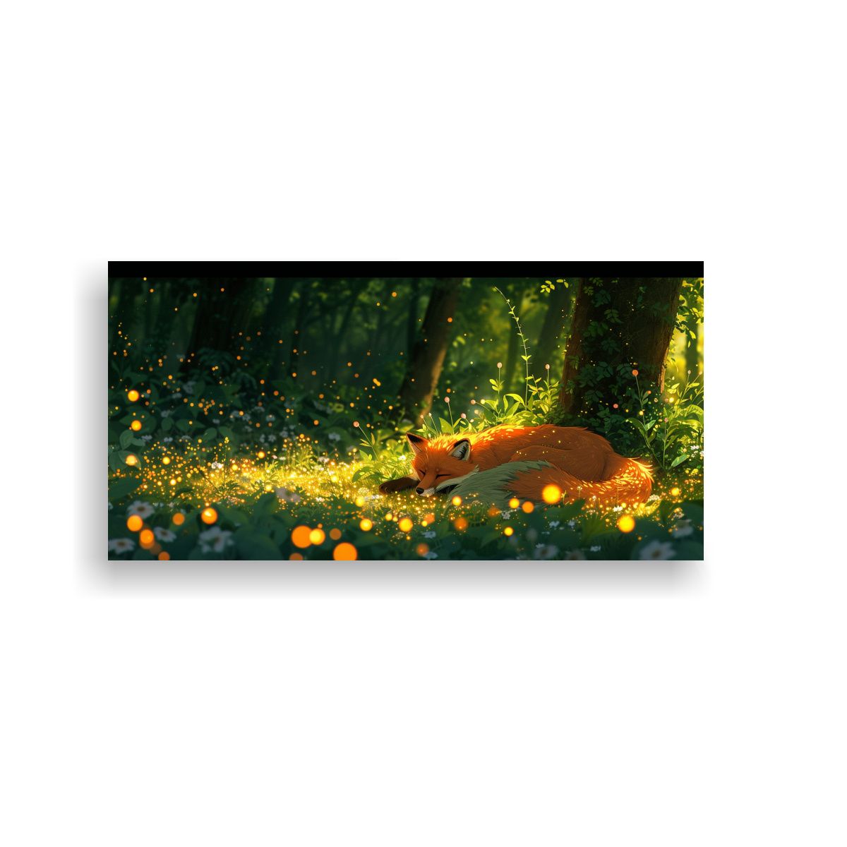 GENERICO - Pintura Decorativa Bosque Anime Lofi Con Zorros 80x40 Cm