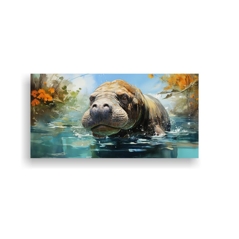 GENERICO - Pintura De Belleza En Tonos Acuarela De Manatíes 100x50 Cm