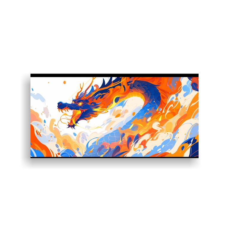 GENERICO - Cuadro Decorativo Horizontal Dragón Naranja Y 60x30 Cm