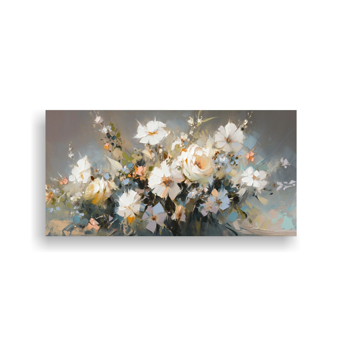 GENERICO - Pintura Floral En Lienzo Estilo Vida En Colores 80x40 Cm