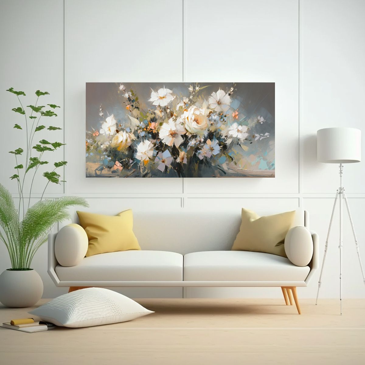 GENERICO - Pintura Floral En Lienzo Estilo Vida En Colores 80x40 Cm