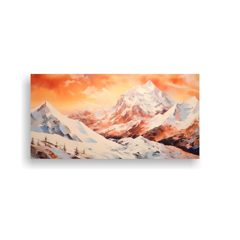 GENERICO - Cuadro Abstracto Simétrico De Montañas Nevadas 80x40 Cm