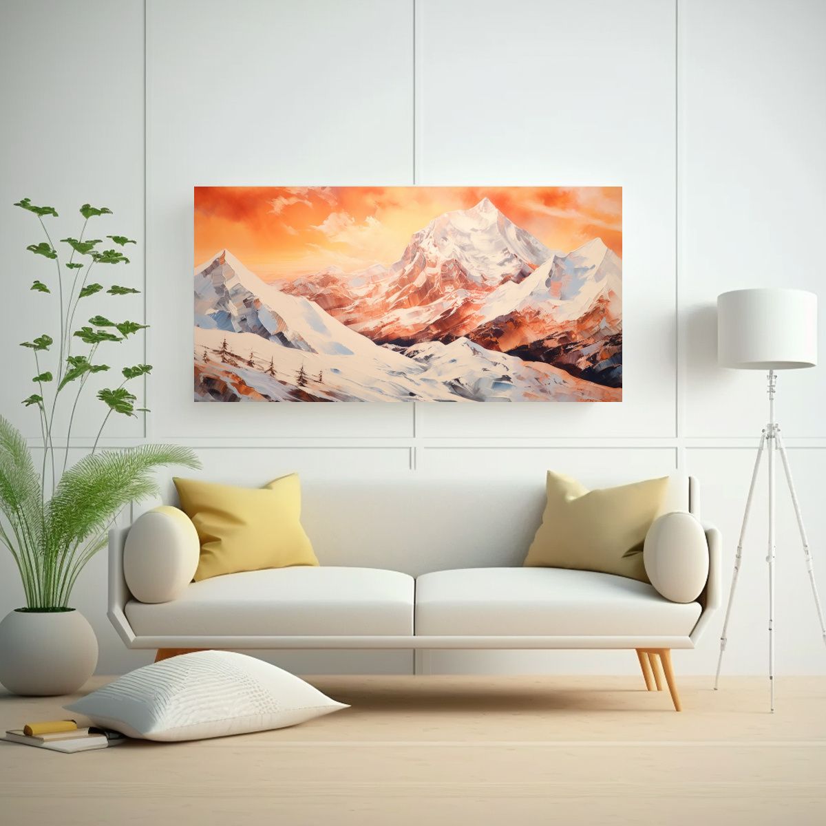 GENERICO - Cuadro Abstracto Simétrico De Montañas Nevadas 80x40 Cm