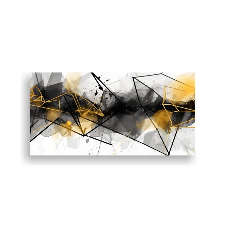 GENERICO - Cuadro Abstracto Negro Y Oro Para Decoración De 60x30 Cm