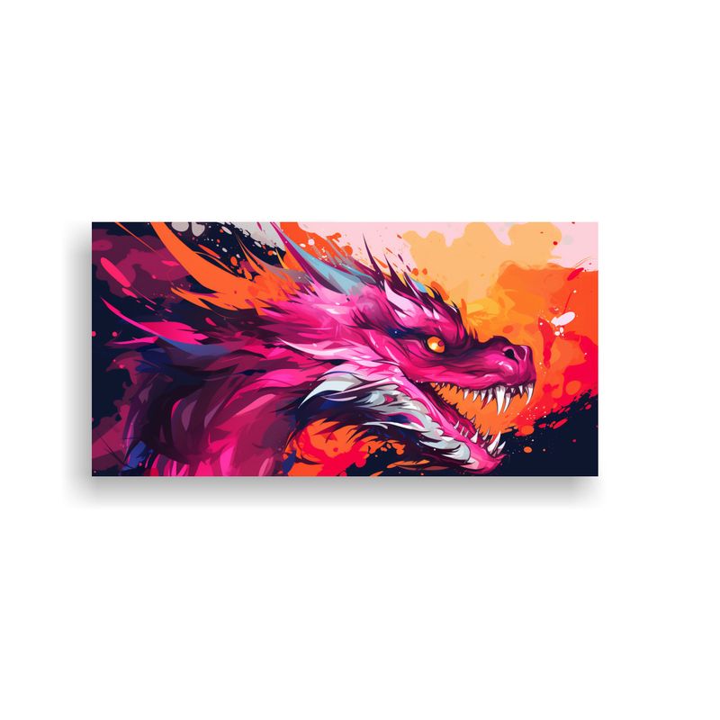 GENERICO - Lienzo Venta Floral Dragón En Naranja Y Rosa 80x40 Cm