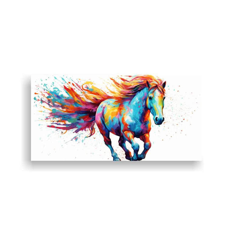 GENERICO - Cuadro De Miniatura Caballo En Colores Arcoíris 80x40 Cm