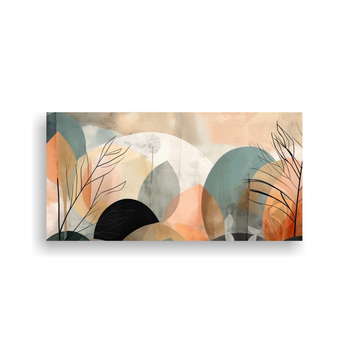 GENERICO - Cuadro Abstracto Árbol Hojas Para Decoración De 60x30 Cm