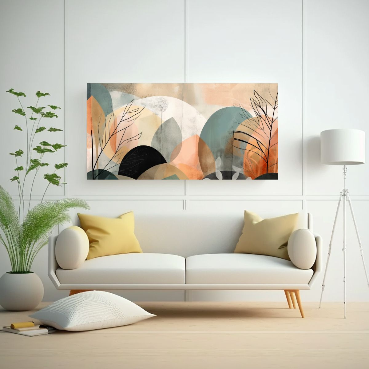 GENERICO - Cuadro Abstracto Árbol Hojas Para Decoración De 60x30 Cm