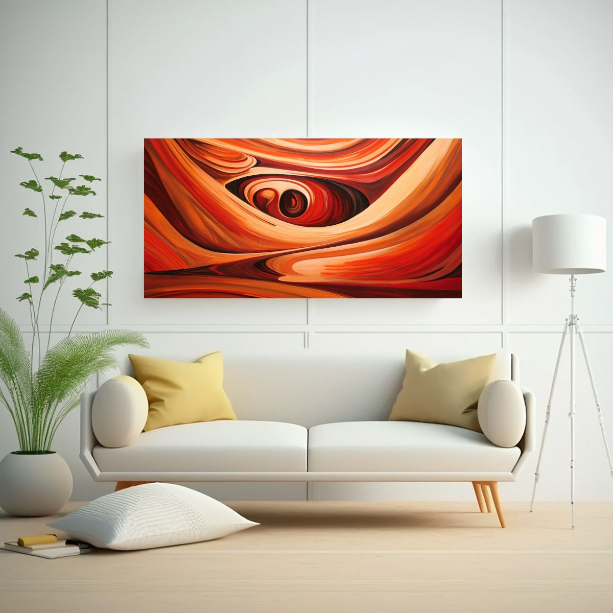 GENERICO - Pintura Abstracta En Bastidor Paisaje Rojo De 100x50 Cm