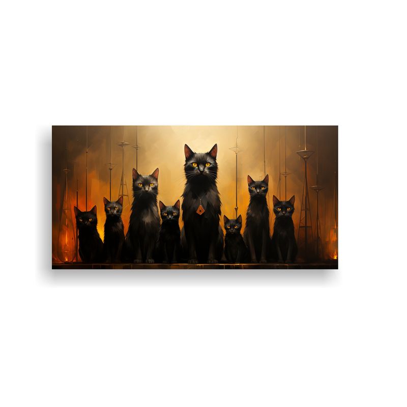 GENERICO - Pinturas De Decoración De Gatos Negros 80x40 Cm