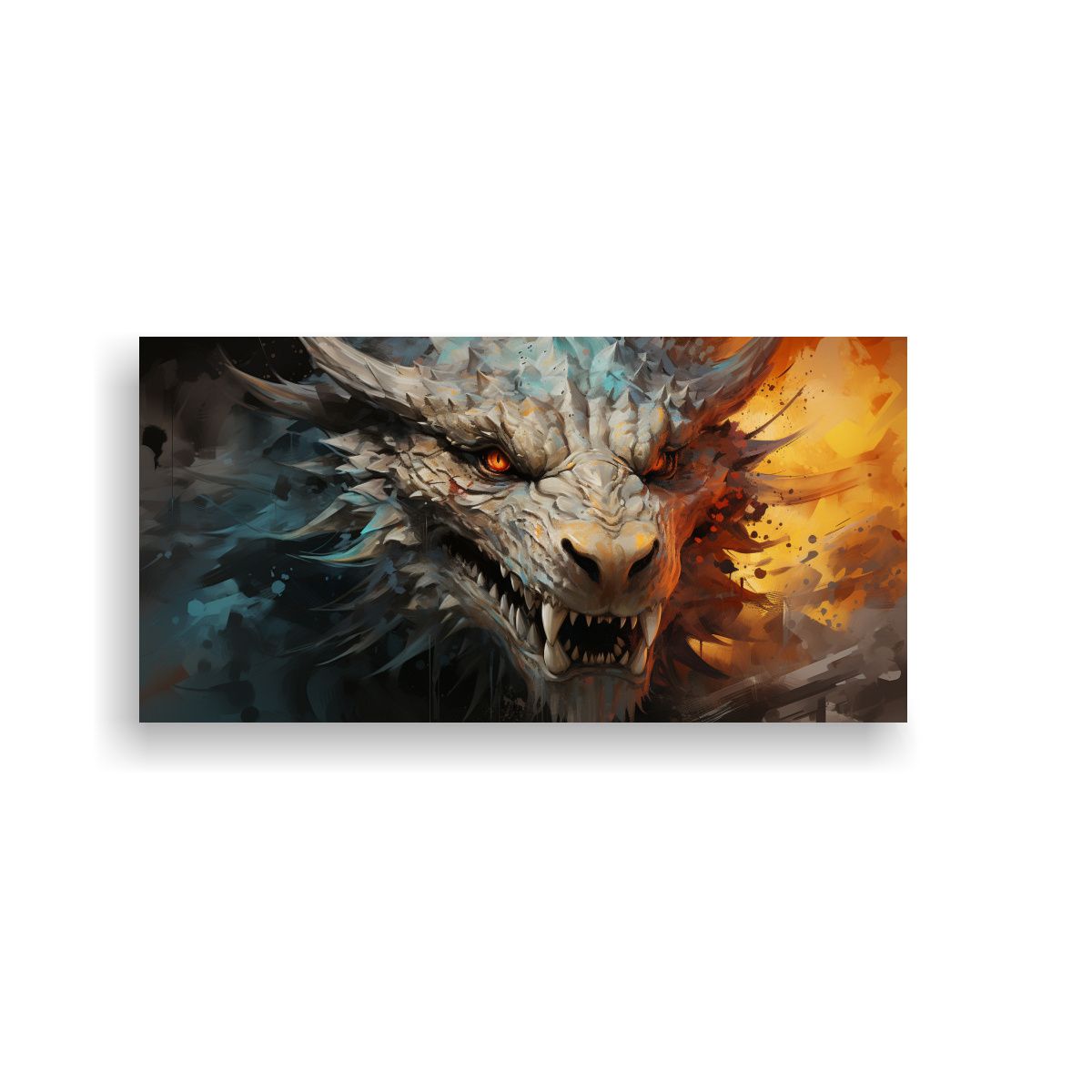 GENERICO - Pintura Decorativa Refinada Con Dragón En Tonos 100x50 Cm