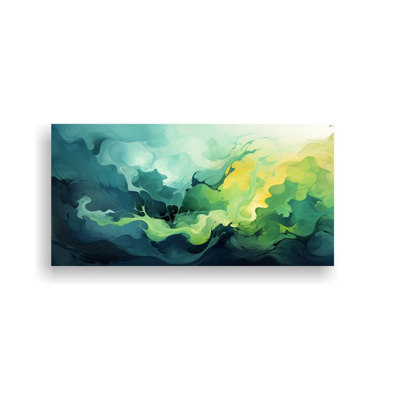 GENERICO - Lienzo Verde Abstracto Económico Para 80x40 Cm