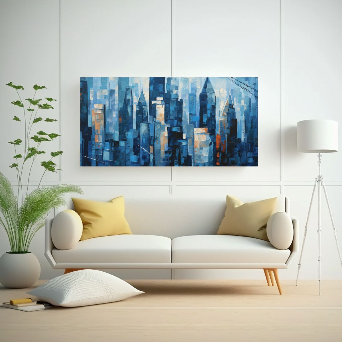GENERICO - Cuadro Vintage Estilo Cubista De La Ciudad En 100x50 Cm