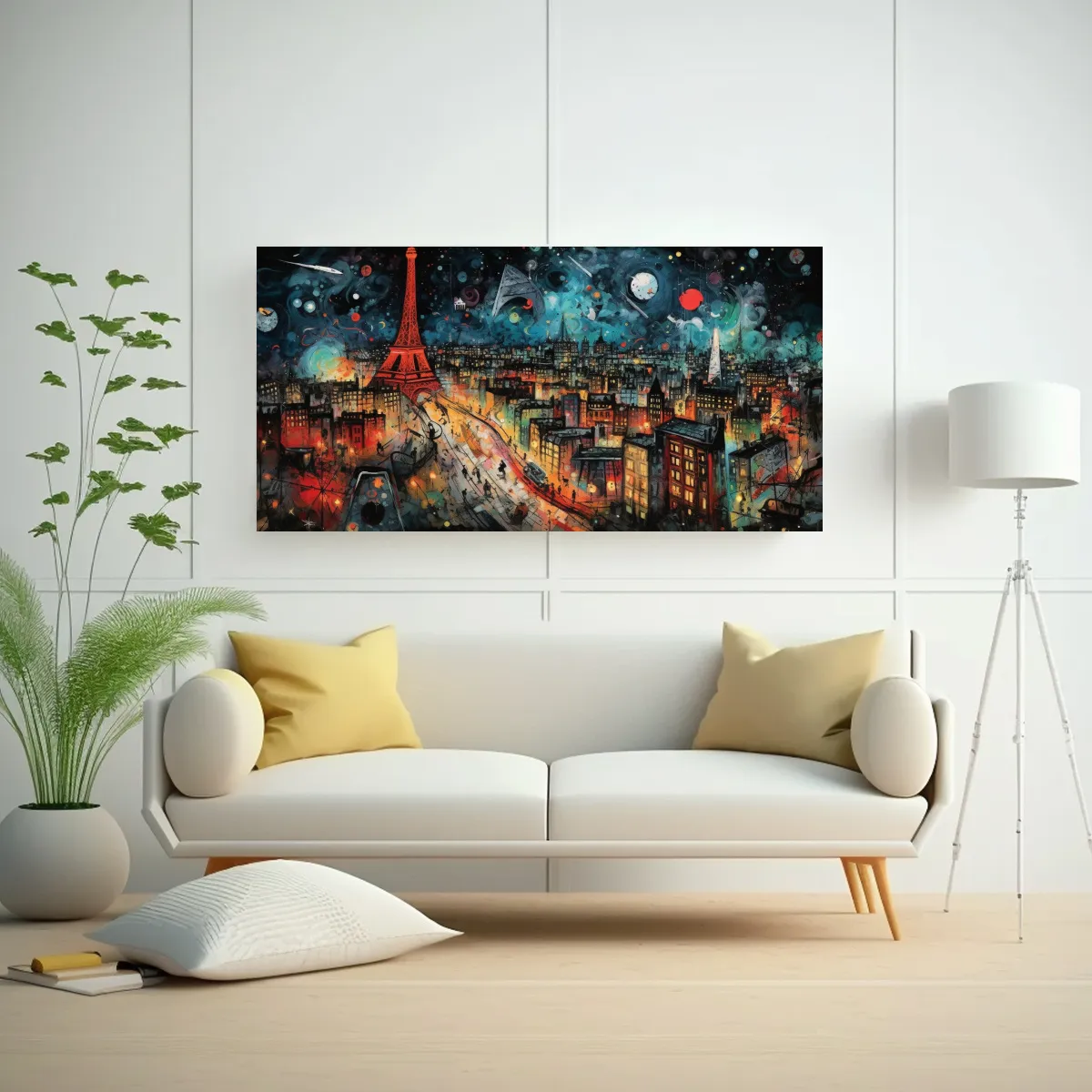 GENERICO - Lienzo Venta Minimalista París Nocturno Con 60x30 Cm